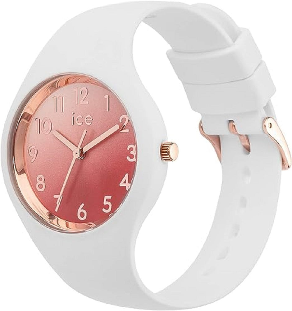 Ice-Watch - ICE sunset Blush - Weiße Damenuhr mit Silikonarmband
