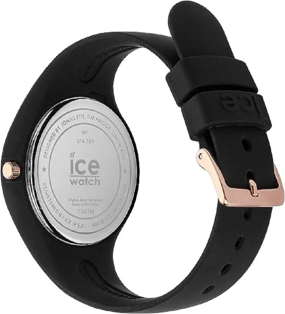 Ice-Watch - ICE glam Black Rose-Gold Numbers - Schwarze DamenUhr mit Silikonarmband
