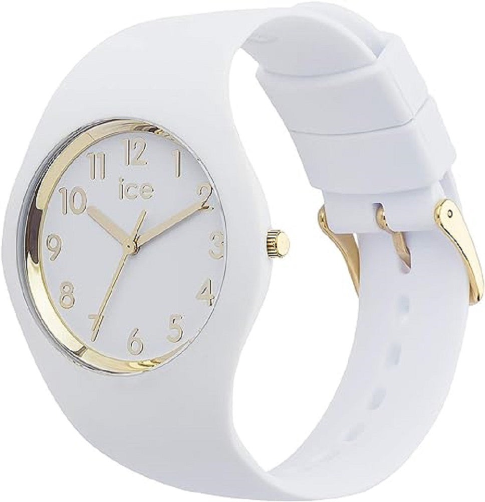 Ice-Watch - ICE glam White Gold Numbers - Weiße DamenUhr mit Silikonarmband