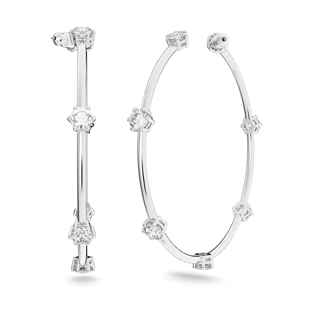Constella Kreolen von Swarovski - Weiß, Rhodiniert