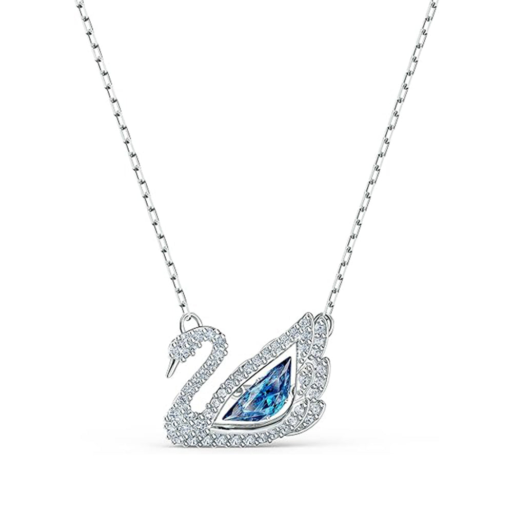 Dancing Swan Halskette Schwan von Swarovski - Blau, Rhodiniert
