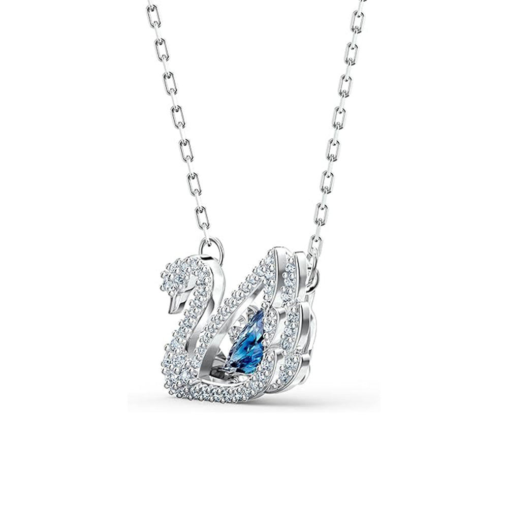 Dancing Swan Halskette Schwan von Swarovski - Blau, Rhodiniert