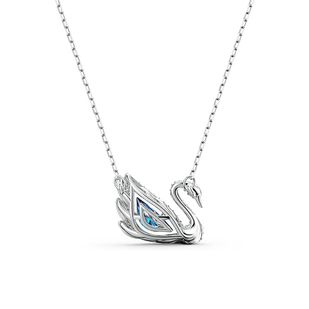 Dancing Swan Halskette Schwan von Swarovski - Blau, Rhodiniert