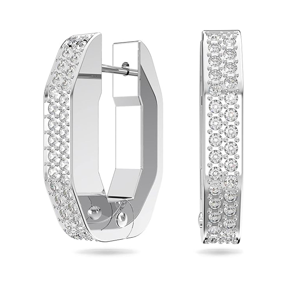 Dextera Kreolen Achteckform, Klein von Swarovski - Weiß, Rhodiniert