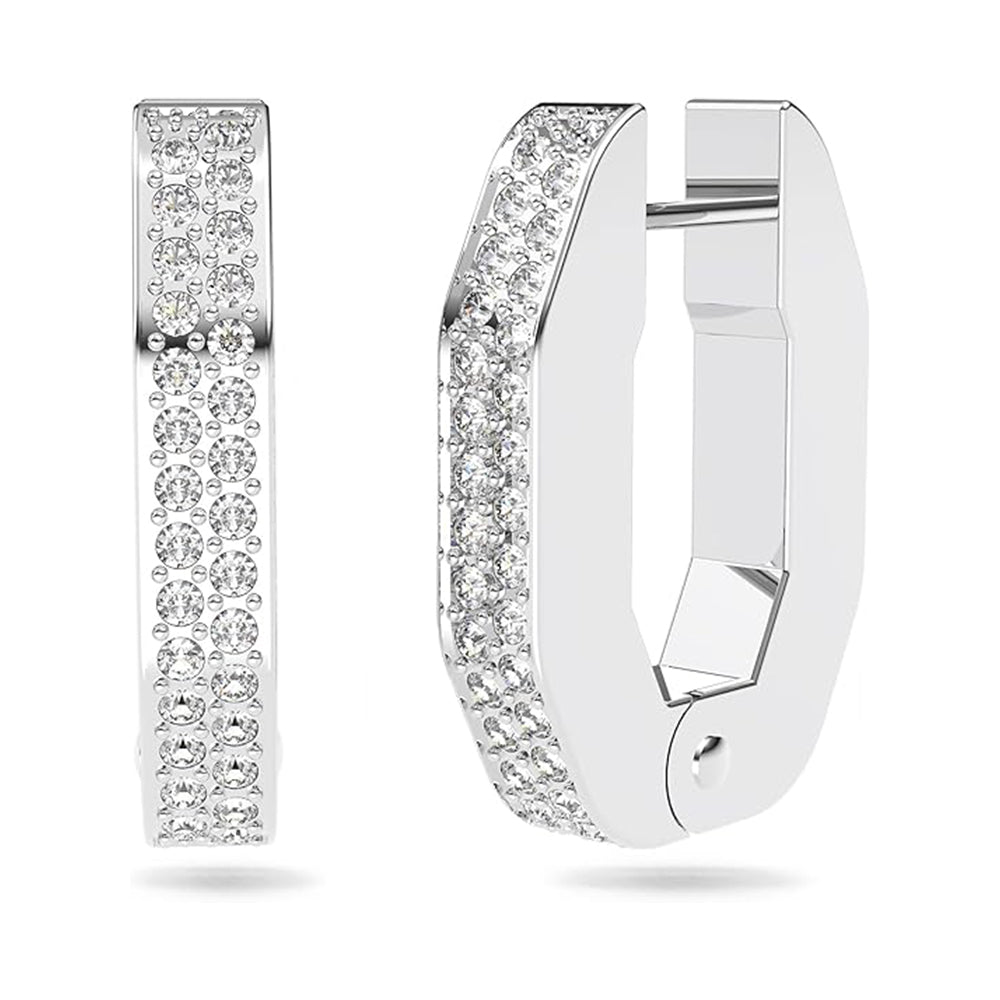 Dextera Kreolen Achteckform, Klein von Swarovski - Weiß, Rhodiniert