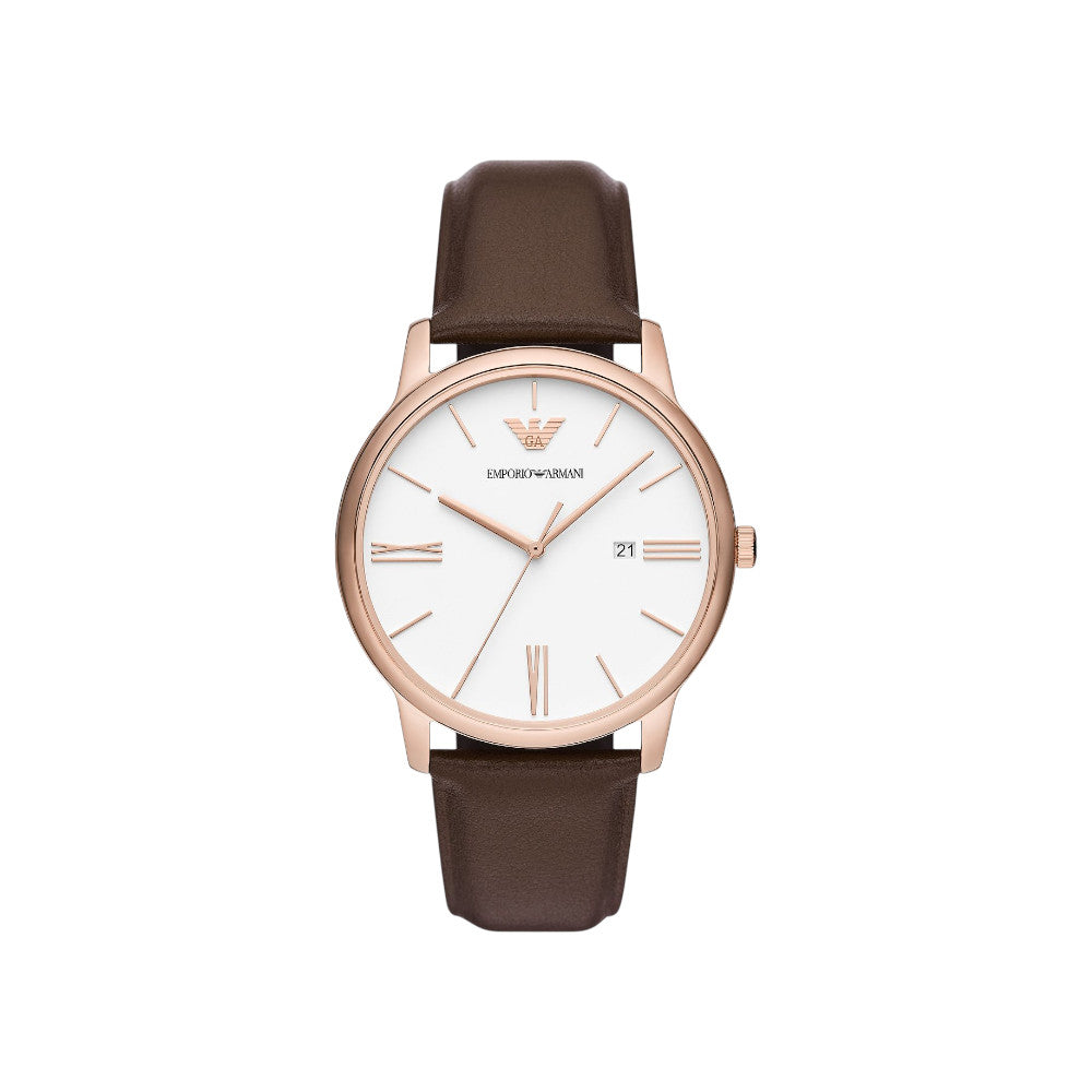 Emporio Armani Dreizeiger mit Lederband