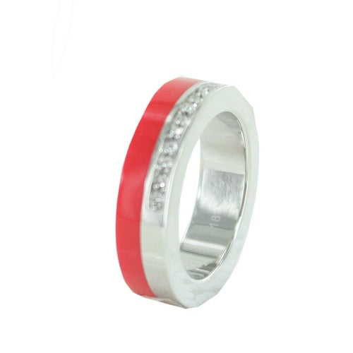 Esprit Damen Ring Edelstahl Marin 68 glam silber / rot
