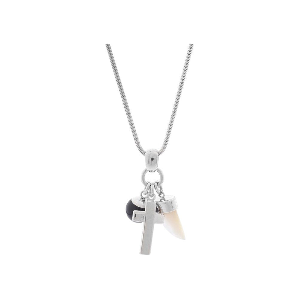 Fossil Silberkette Kreuz Zahn