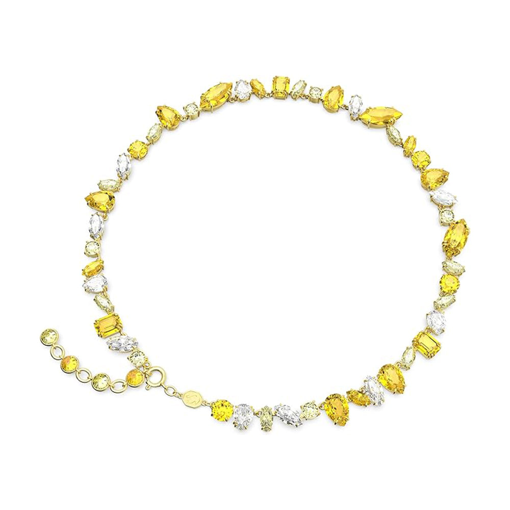 Gema Halskette von Swarovski - Gelb, Goldlegierungsschicht