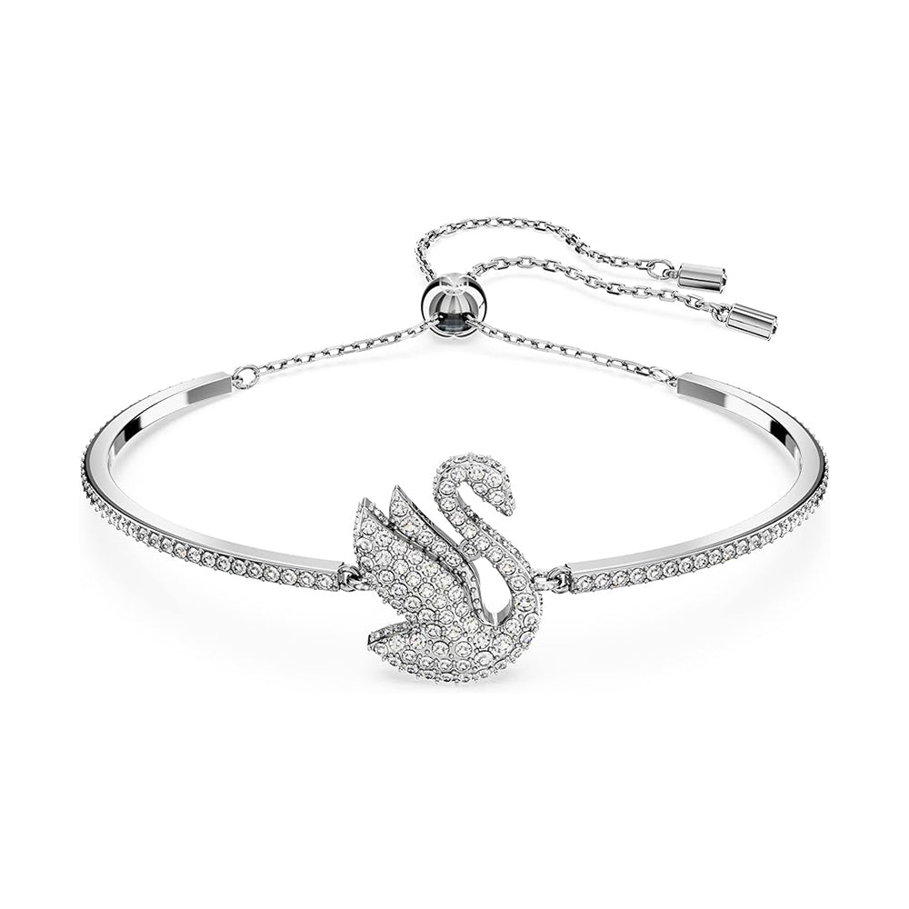 Iconic Swan Armreif von Swarovski - Weiß, Rhodiniert