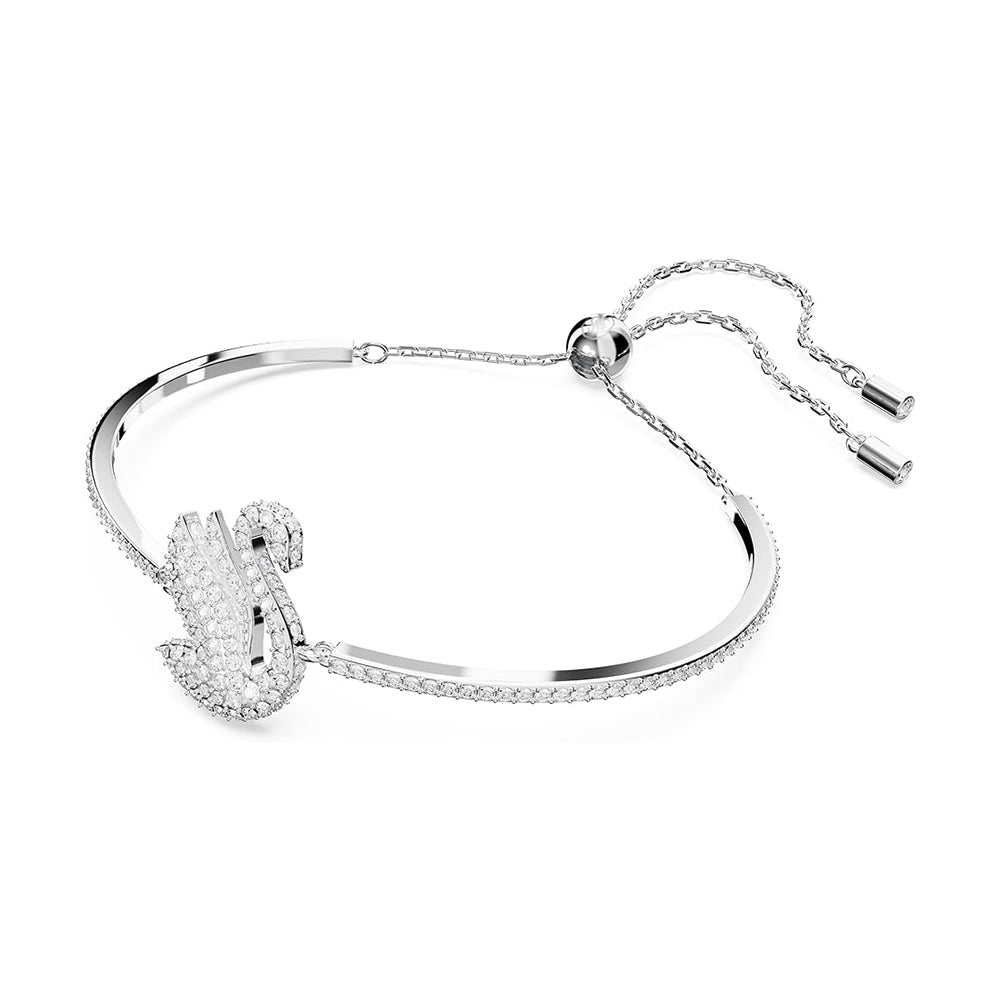 Iconic Swan Armreif von Swarovski - Weiß, Rhodiniert
