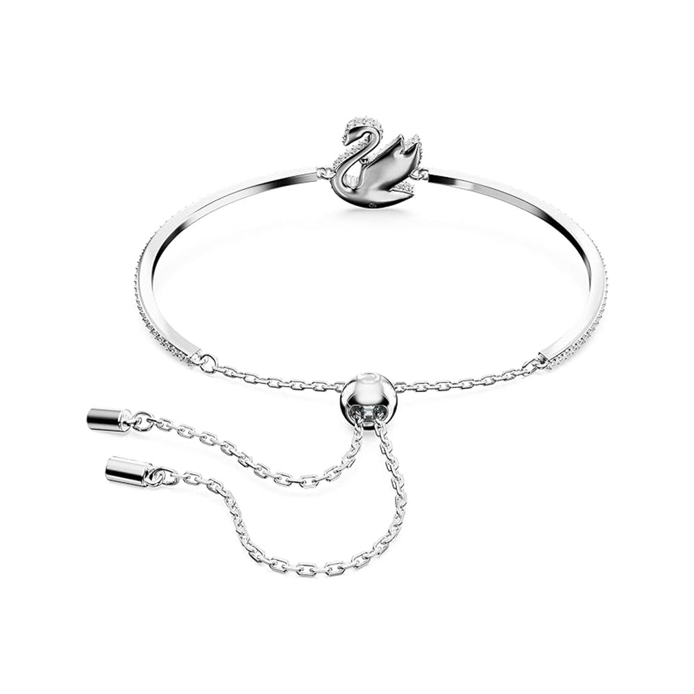 Iconic Swan Armreif von Swarovski - Weiß, Rhodiniert