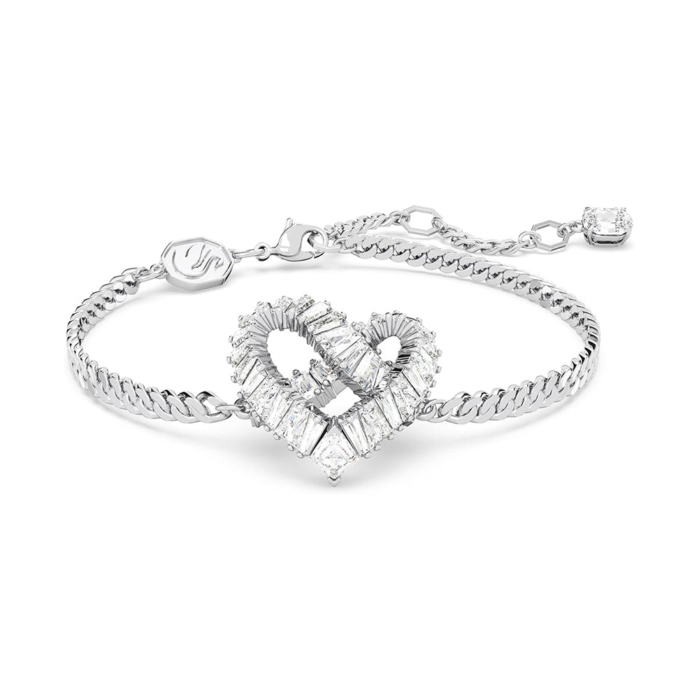 Matrix Armband Herz von Swarovski - Weiß, Rhodiniert