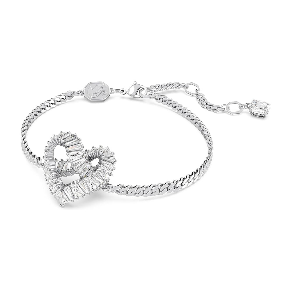 Matrix Armband Herz von Swarovski - Weiß, Rhodiniert