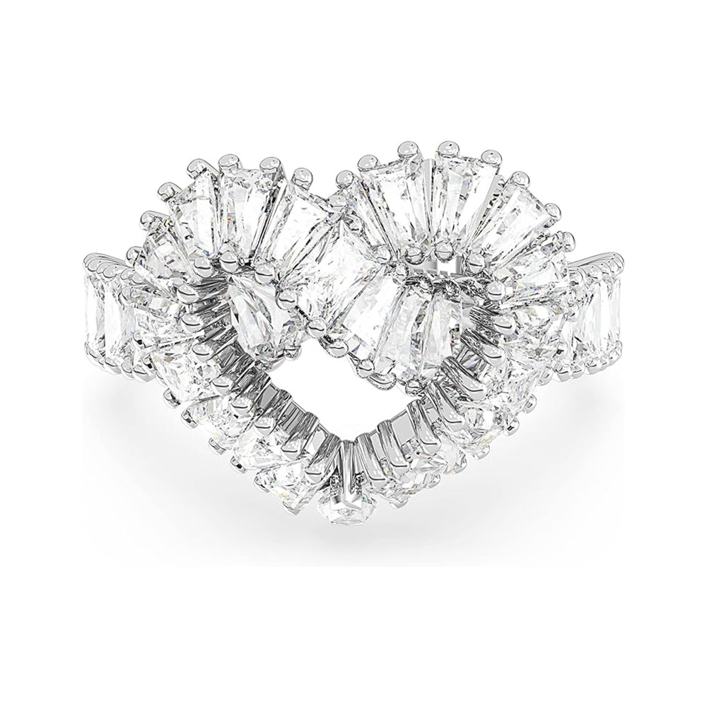Matrix Cocktailring von Swarovski - Weiß, Rhodiniert