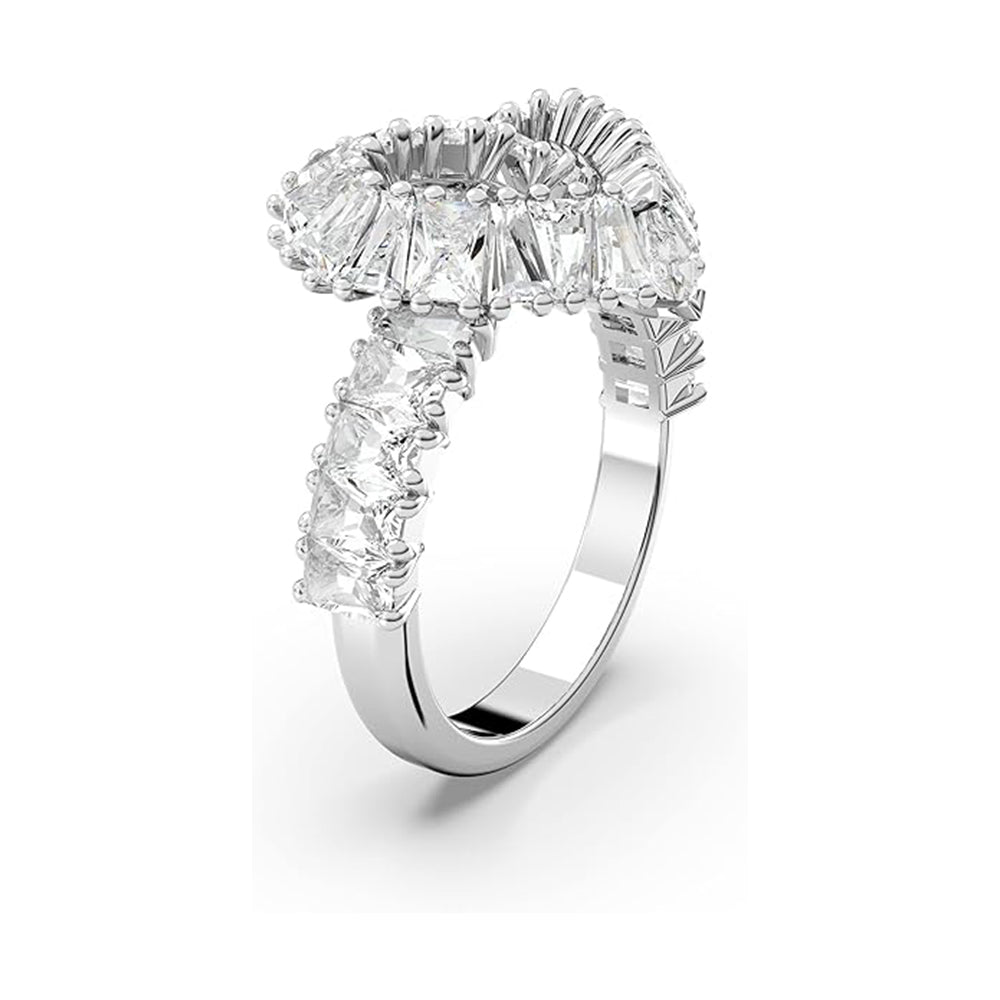 Matrix Cocktailring von Swarovski - Weiß, Rhodiniert