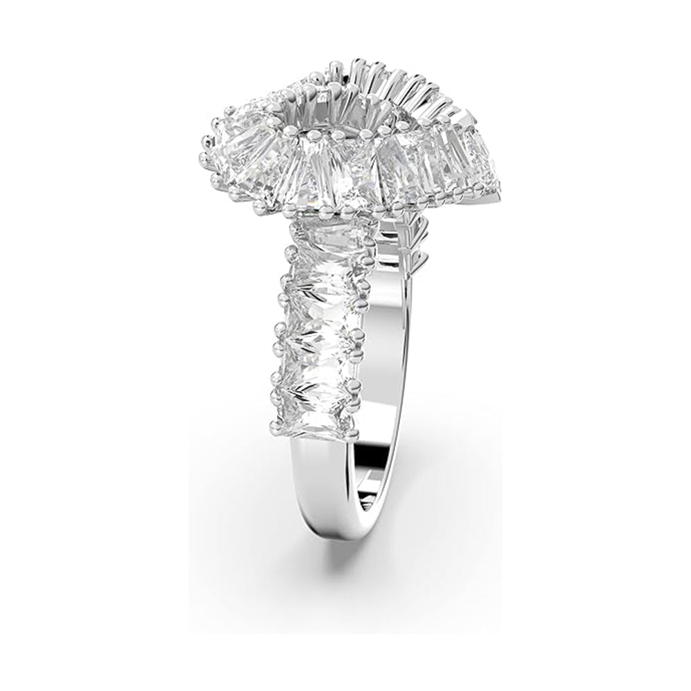 Matrix Cocktailring von Swarovski - Weiß, Rhodiniert