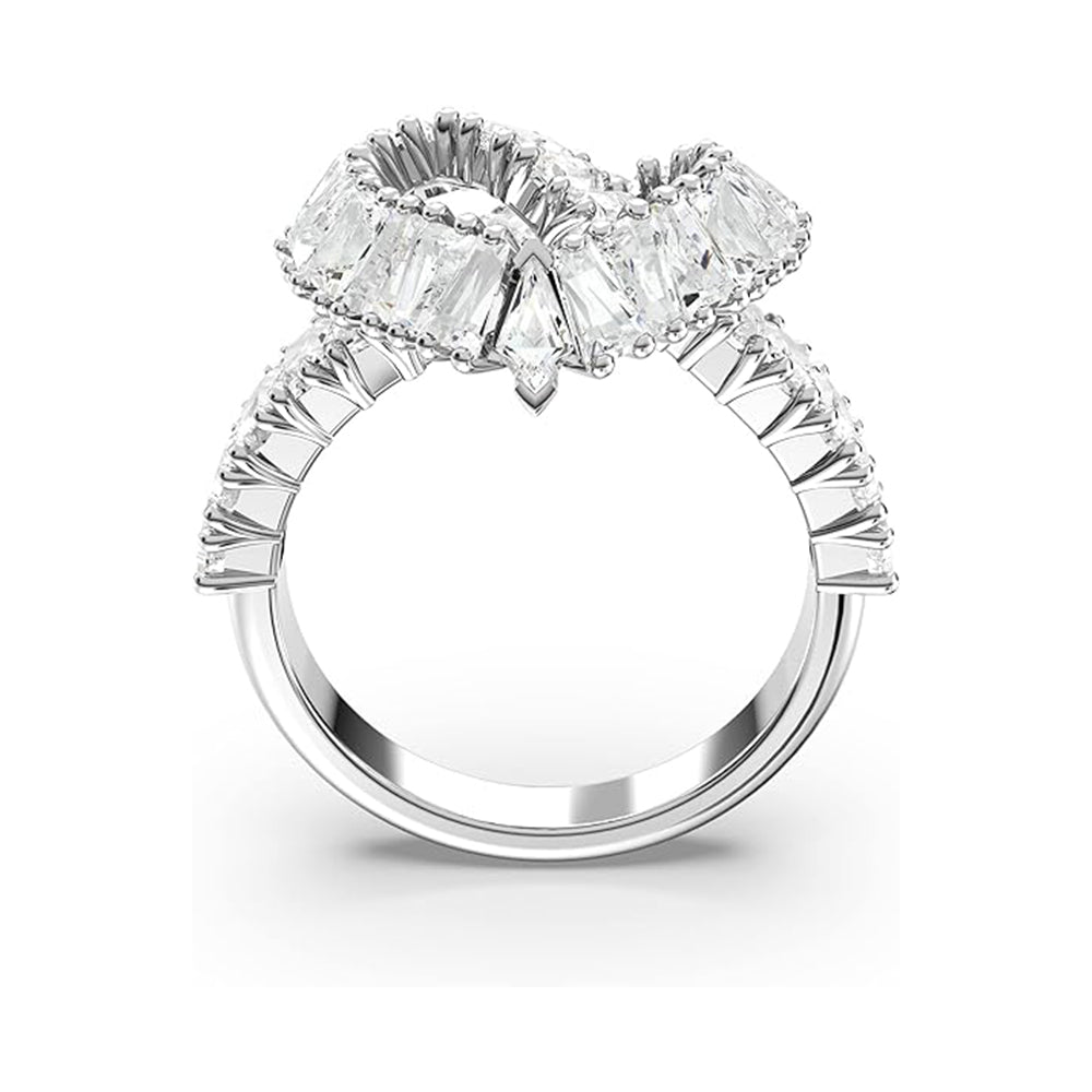 Matrix Cocktailring von Swarovski - Weiß, Rhodiniert