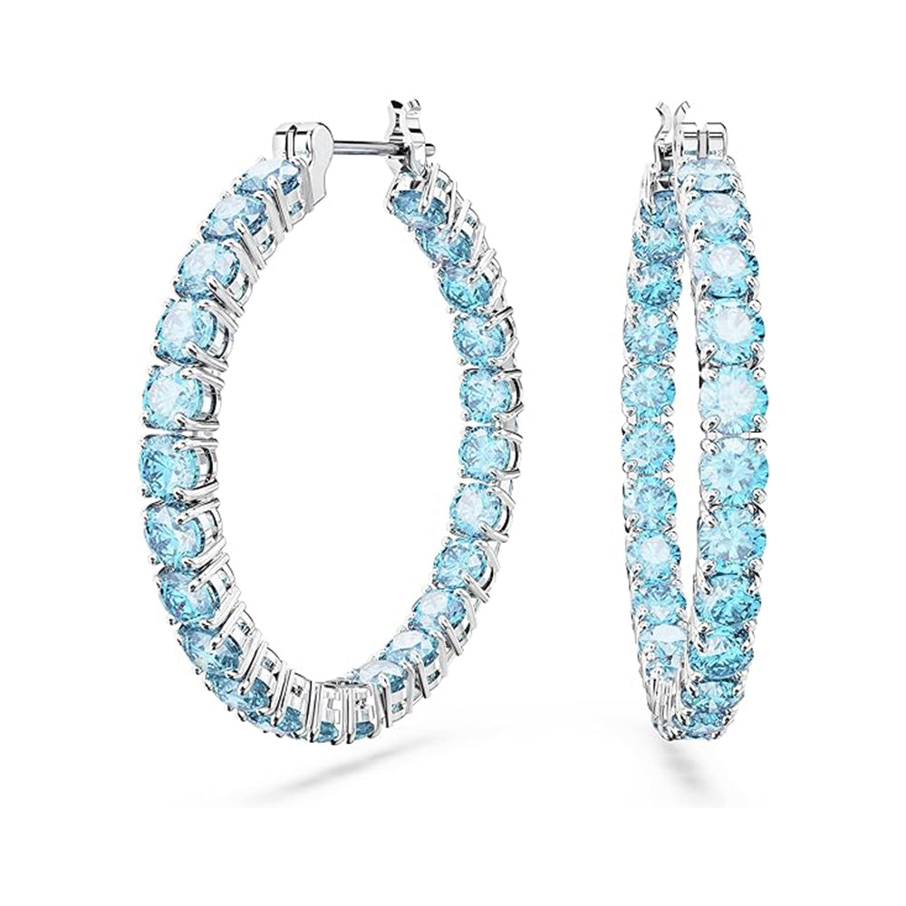 Matrix Kreolen von Swarovski - Blau, Rhodiniert