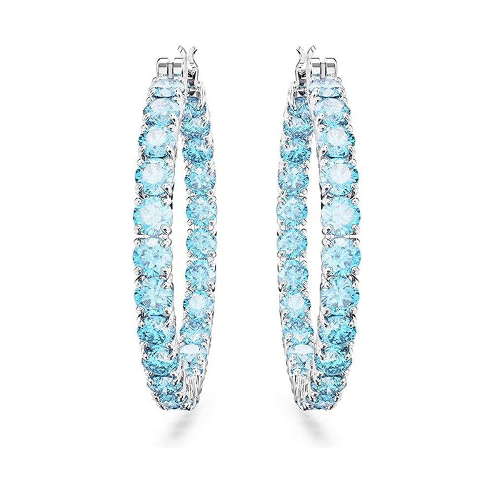 Matrix Kreolen von Swarovski - Blau, Rhodiniert