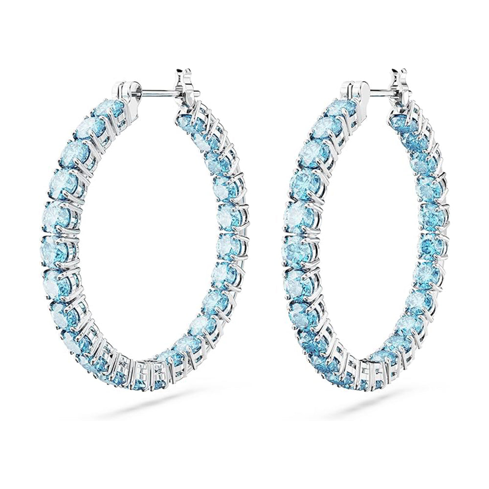Matrix Kreolen von Swarovski - Blau, Rhodiniert