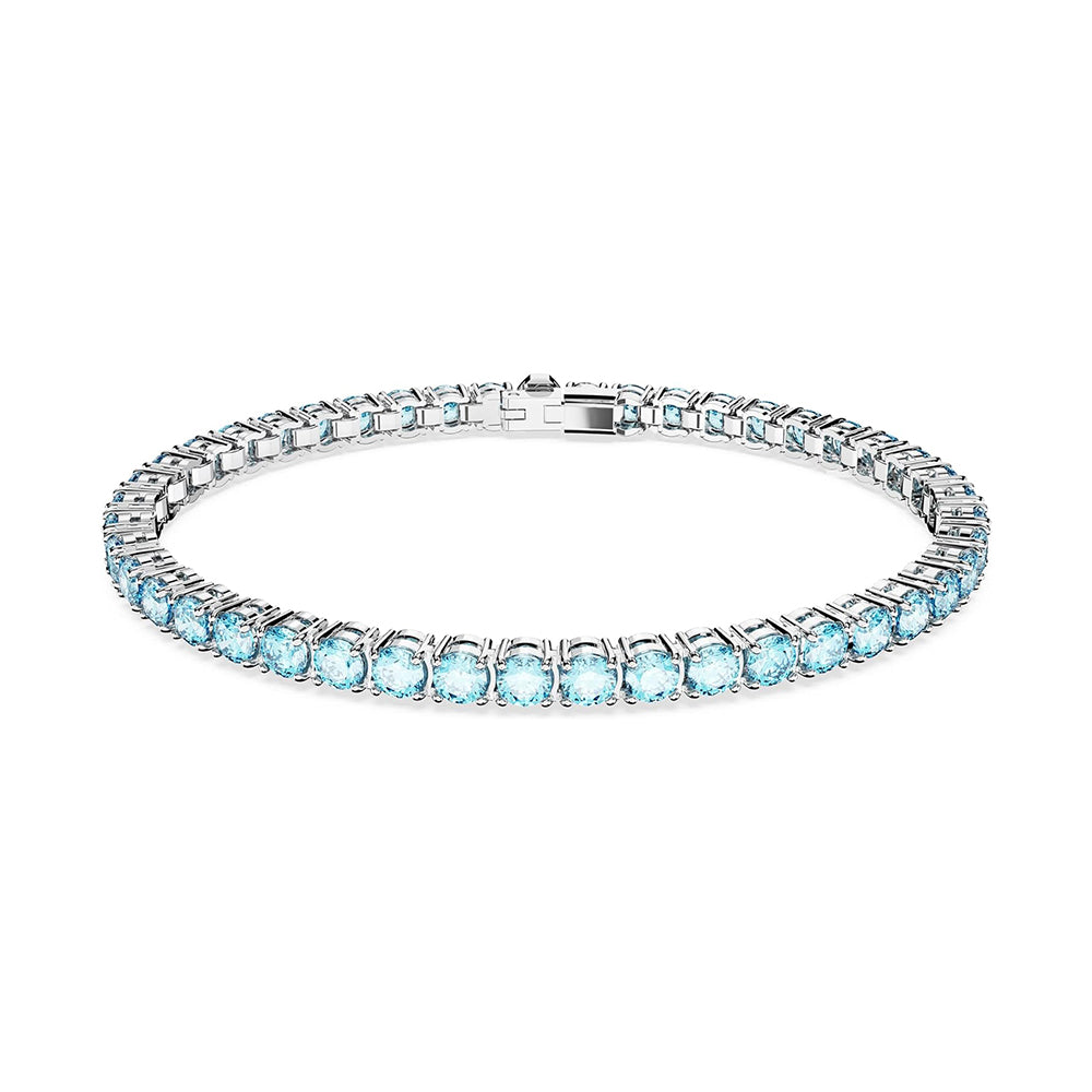 Matrix Tennis Armband von Swarovski - Blau, Rhodiniert (Größe: L)