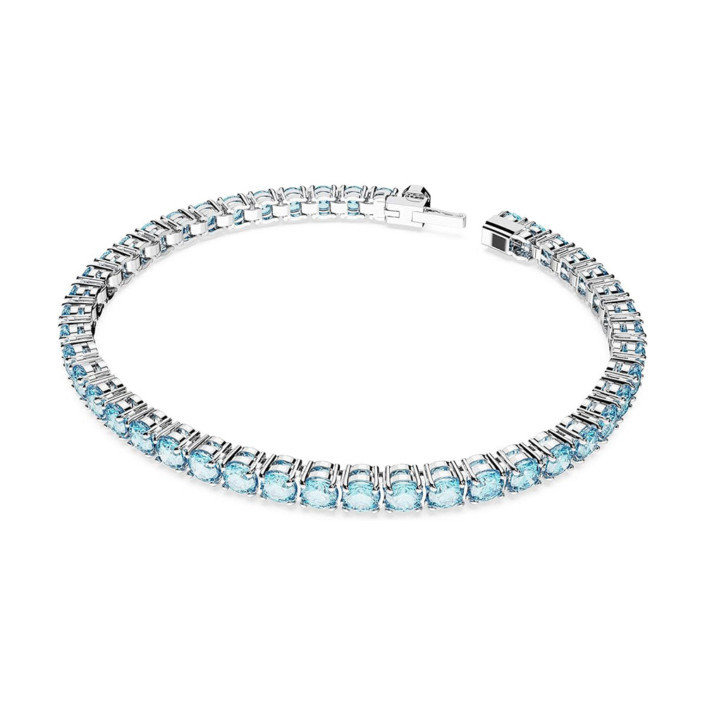 Matrix Tennis Armband von Swarovski - Blau, Rhodiniert (Größe: L)