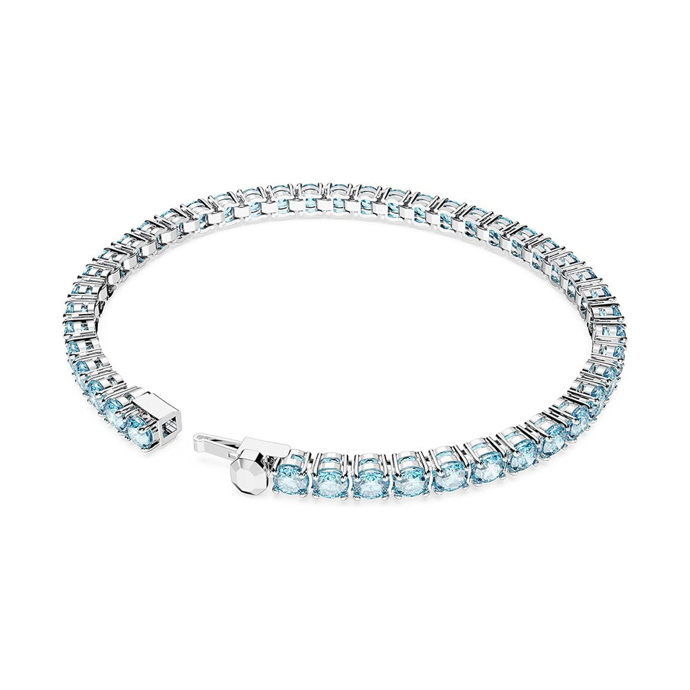 Matrix Tennis Armband von Swarovski - Blau, Rhodiniert (Größe: L)