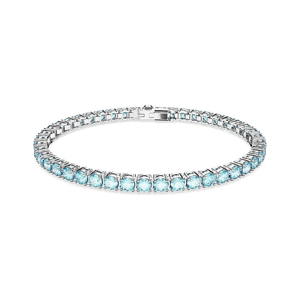 Matrix Tennis Armband von Swarovski - Blau, Rhodiniert (Größe: XL)