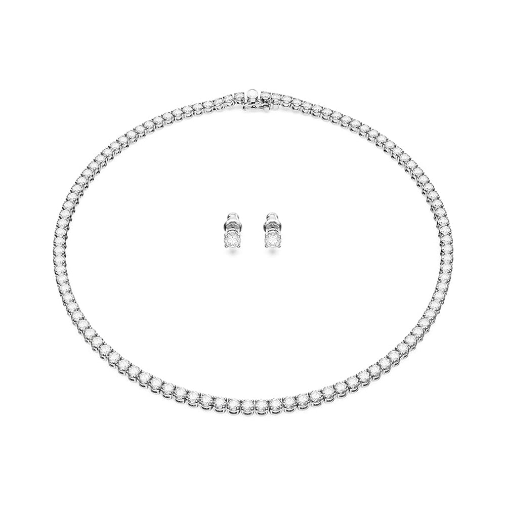 Matrix Tennis Set von Swarovski - Weiß, Rhodiniert