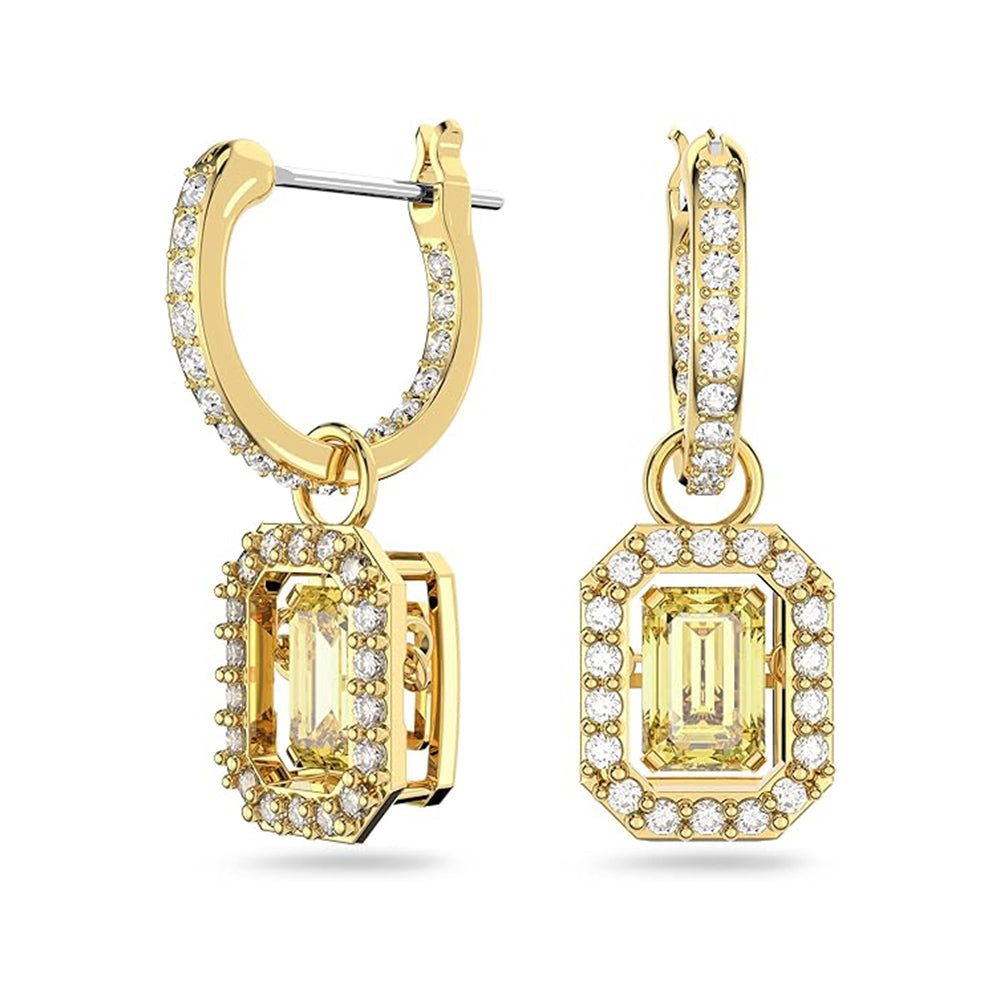 Millenia Drop-Ohrhänger von Swarovski - Gelb, Goldlegierungsschicht