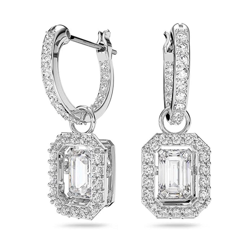 Millenia Drop-Ohrhänger von Swarovski - Weiß, Rhodiniert