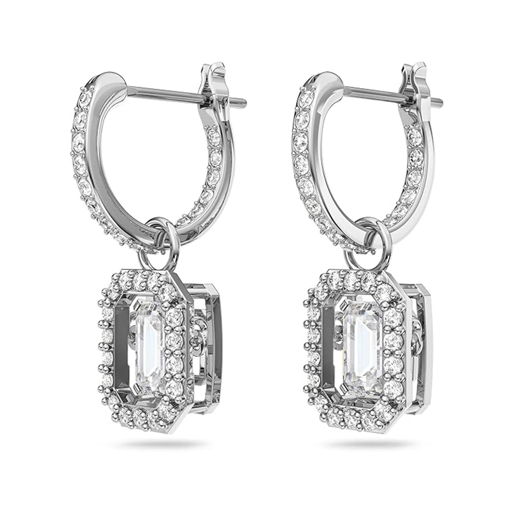 Millenia Drop-Ohrhänger von Swarovski - Weiß, Rhodiniert