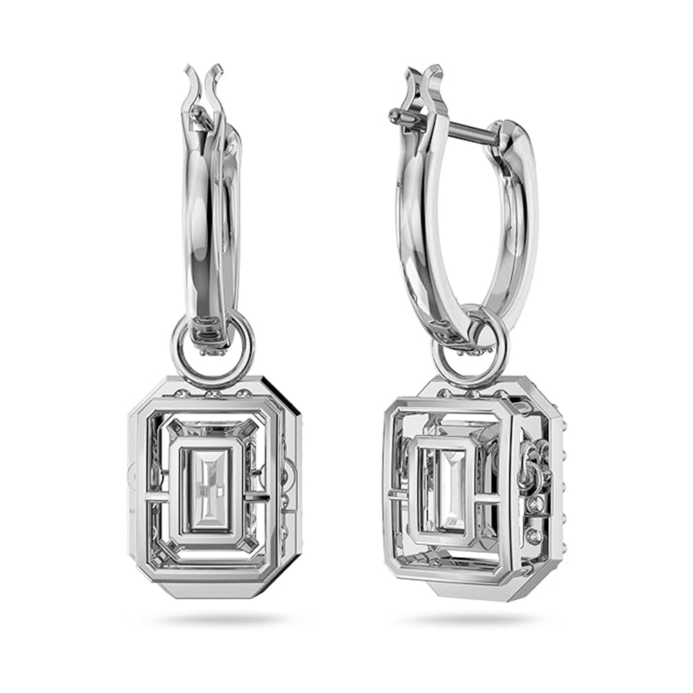 Millenia Drop-Ohrhänger von Swarovski - Weiß, Rhodiniert