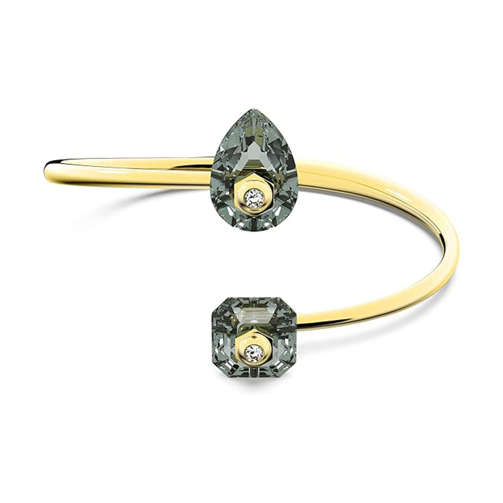 Numina Armreif Verschiedene Schliffe von Swarovski - Grau, Goldlegierungsschicht