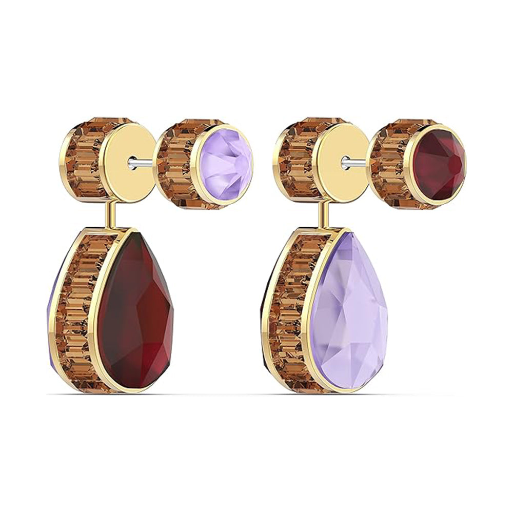 Orbita Drop-Ohrhänger Asymmetrisches Design, Tropfenschliff von Swarovski - Mehrfarbig, Goldlegierungsschicht