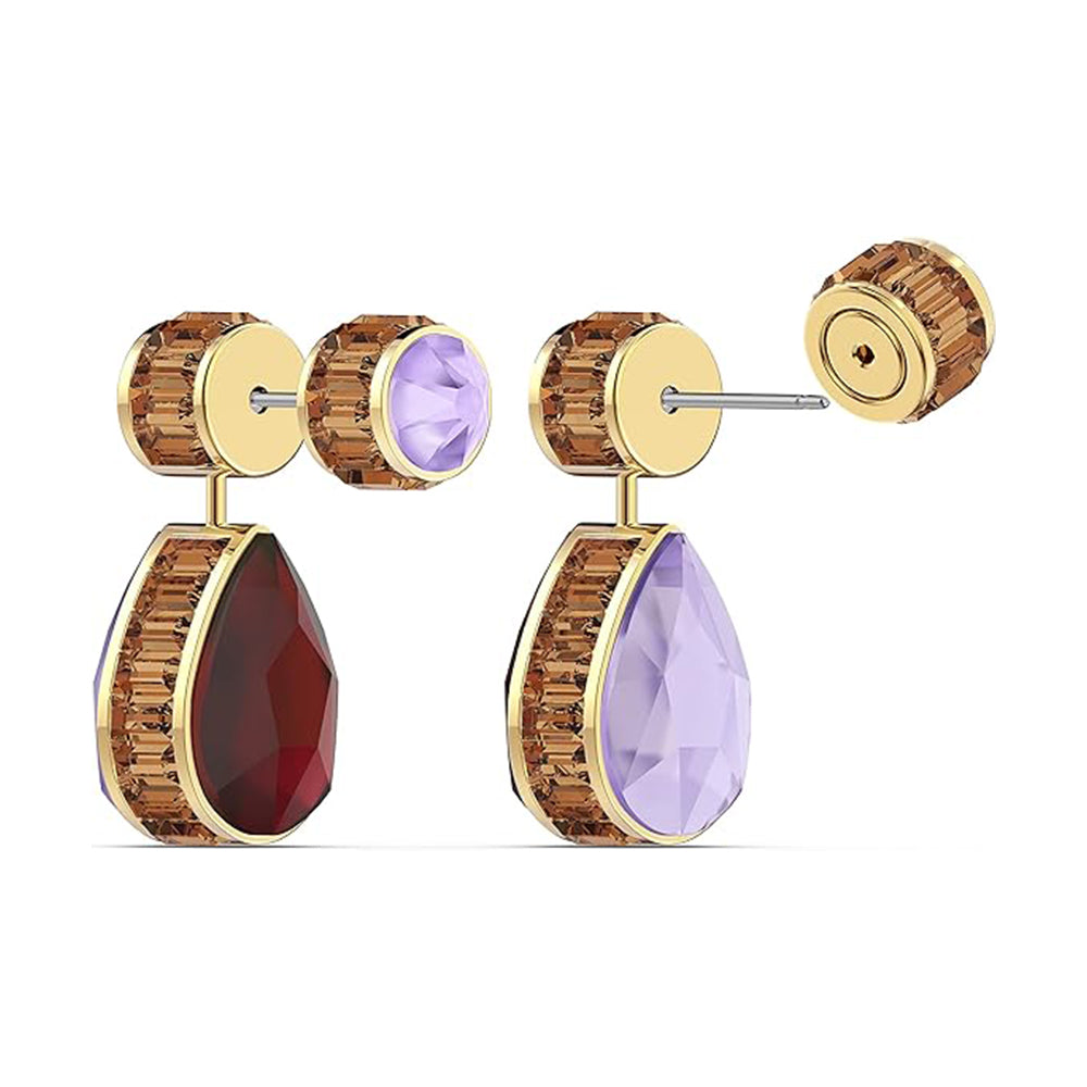 Orbita Drop-Ohrhänger Asymmetrisches Design, Tropfenschliff von Swarovski - Mehrfarbig, Goldlegierungsschicht