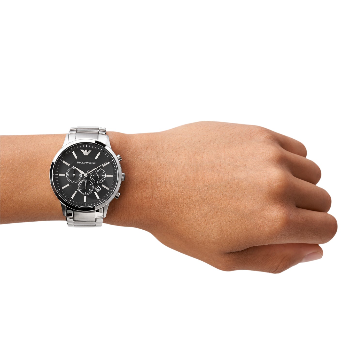 EMPORIO ARMANI Herren Chronograph Quarz Uhr mit Edelstahl Armband AR2460