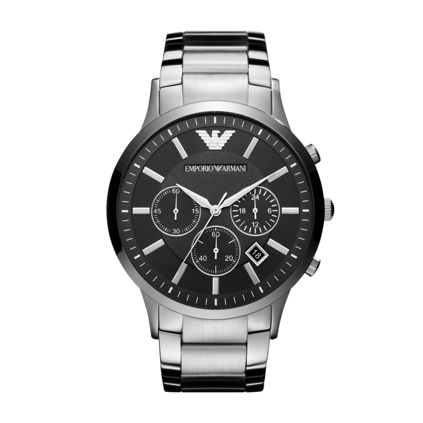 EMPORIO ARMANI Herren Chronograph Quarz Uhr mit Edelstahl Armband AR2460