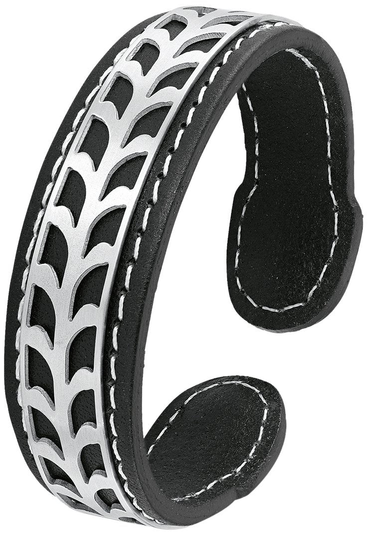 S.Oliver Herren-Armreif Edelstahl Leder SO1205/1