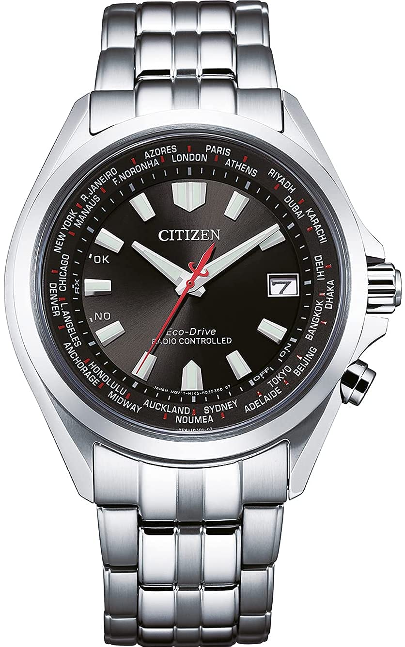 Citizen Citizen Herren Edelstahl Weltzeit Solar Funkuhr Eco-Drive Saphirglas CB0220-85E