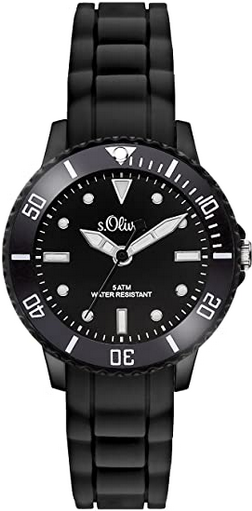 s.Oliver  Unisex Quarz Uhr mit Silikon Armband SO-3297-PQ