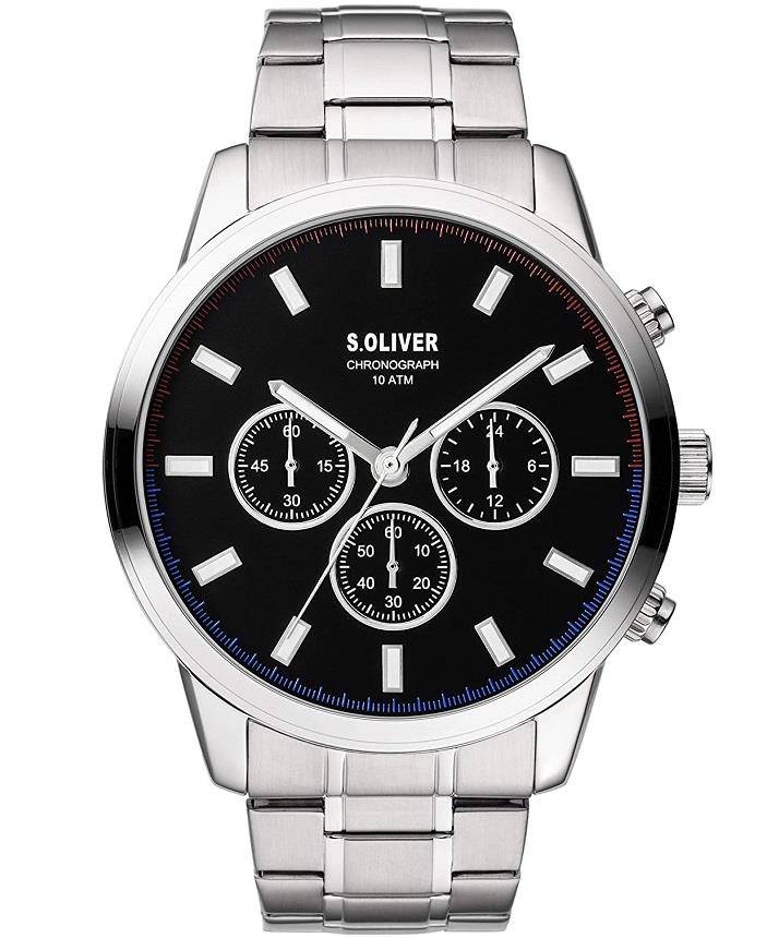 s.Oliver Herren Chronograph Quarz Uhr mit Edelstahl Armband SO-3857-MC