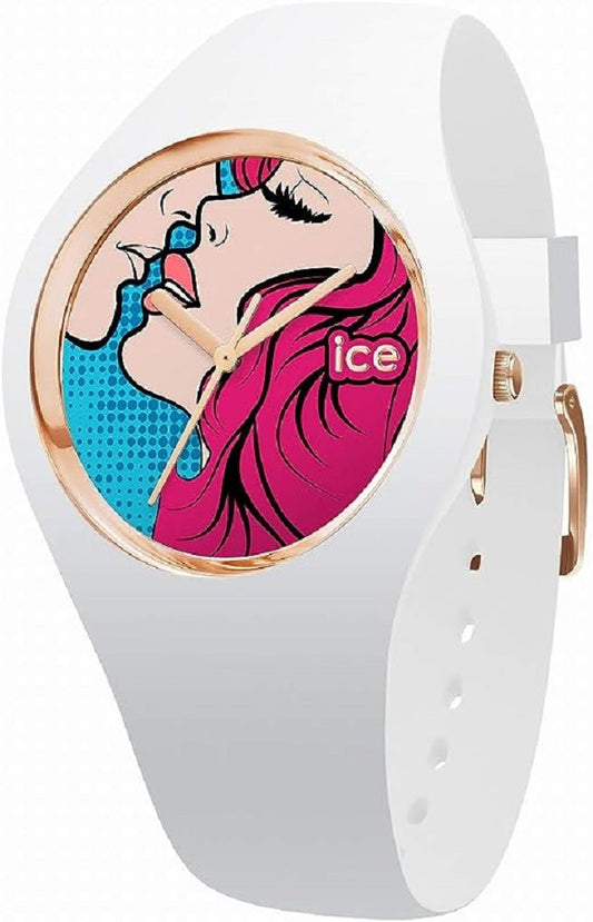 ICE-WATCH - ICE love Kiss - Weiße Damenuhr mit Silikonarmband (015266)