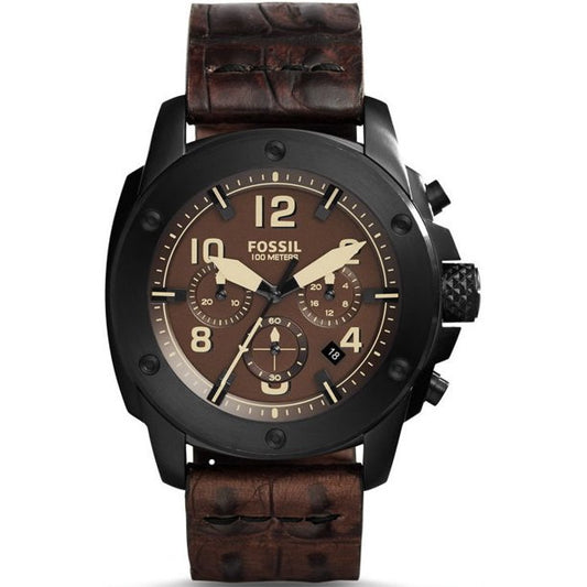 Fossil Herren-Armbanduhr Chronograph Quarz Leder FS5095