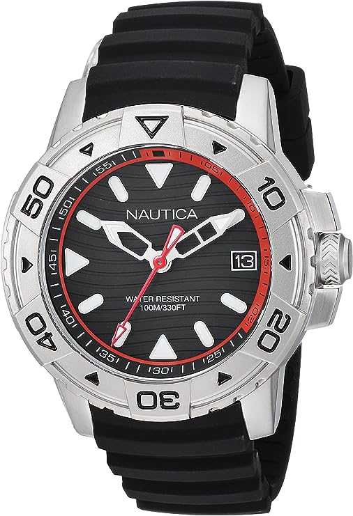 Nautica Herren Analog Quarz Uhr mit Silikon Armband NAPEGT001