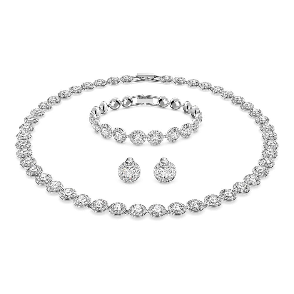 Angelic Set Rundschliff von Swarovski - Weiß, Rhodiniert