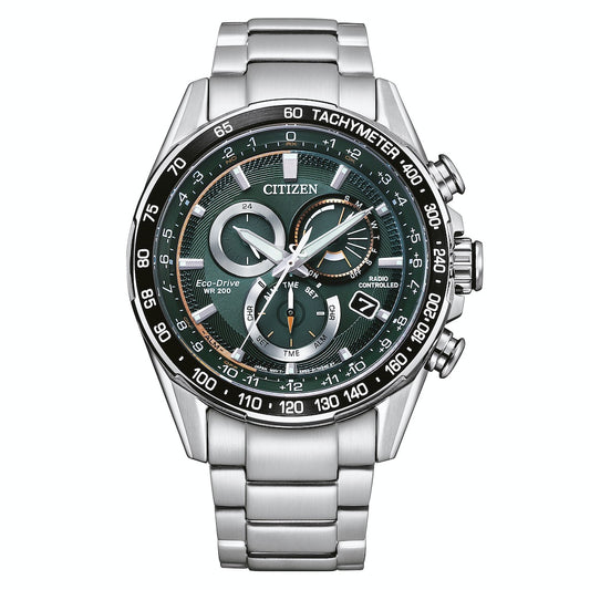 Citizen Eco-Drive Chrono Herren-Funkuhr Stahl/Grün CB5914-89X