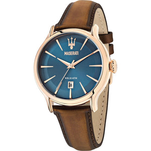 Maserati Herrenuhr Quarzuhrwerk aus Edelstahl, Roségold-PVD und Leder - R8851118001
