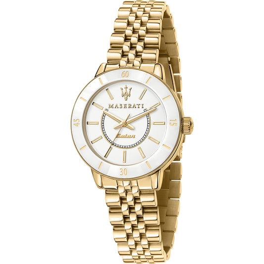 Maserati Damen Uhr Quarzwerk aus Edelstahl, Gelbgold PVD - R8853145502